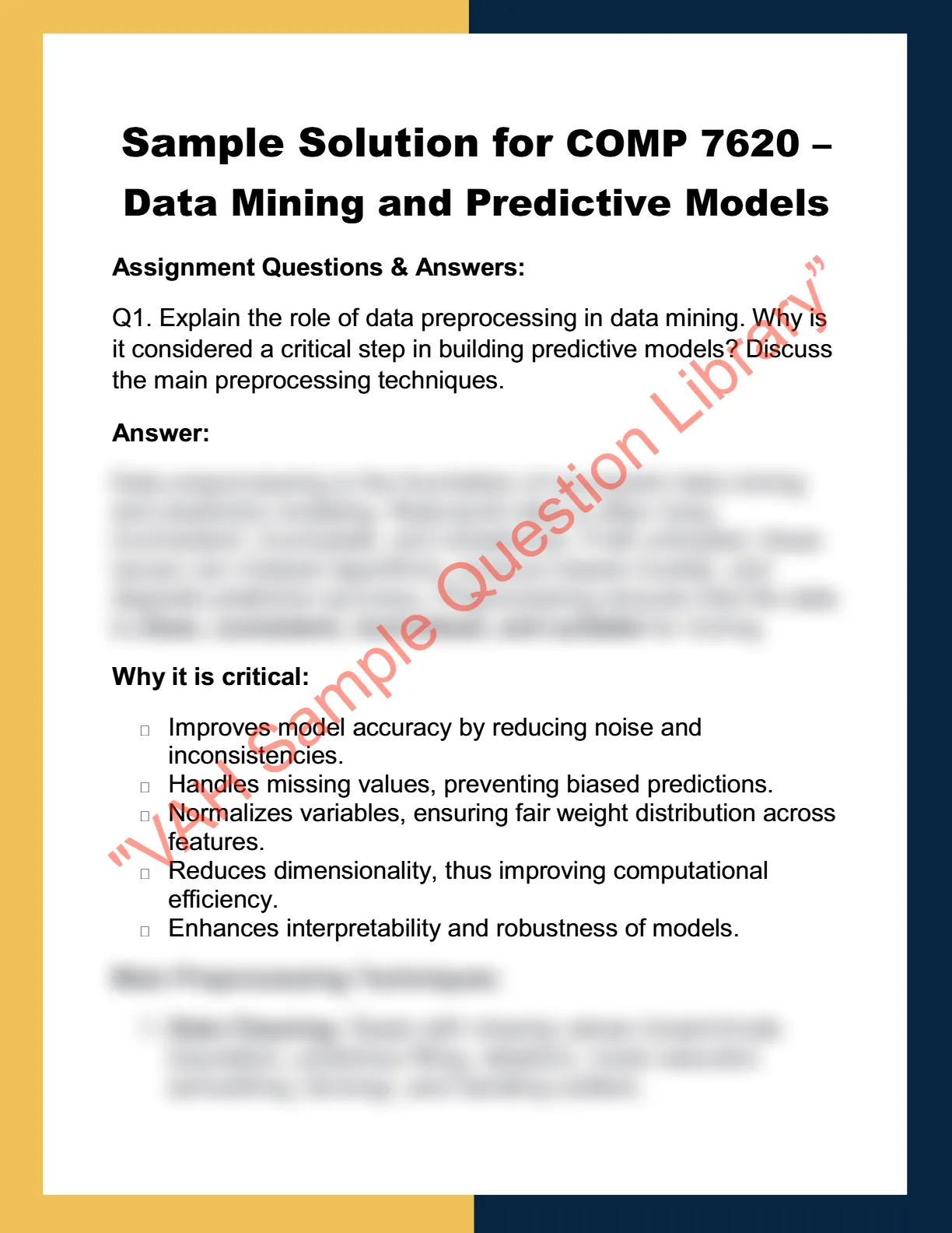 COMP 7620 – Data Mining and Predictive Models 0